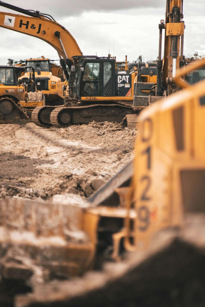 Excavator on a construction jobsite — construction video production